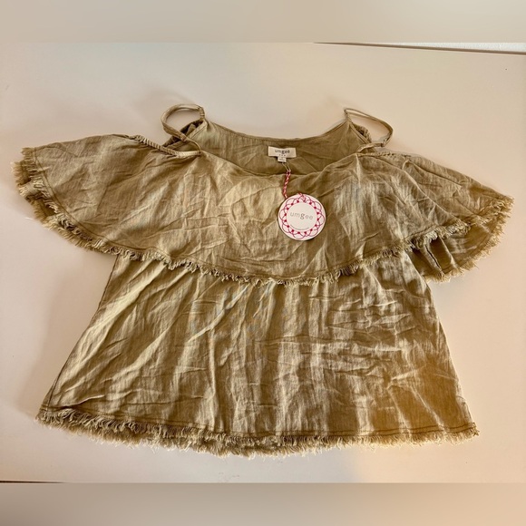Umgee Tops - Umgee Tan Off-Shoulder Top